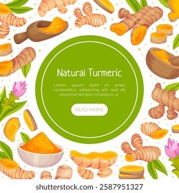 Turmeric Root Nature Spice and Plant Banner Design Vector Template