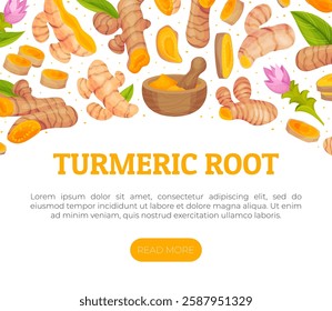 Turmeric Root Nature Spice and Plant Banner Design Vector Template