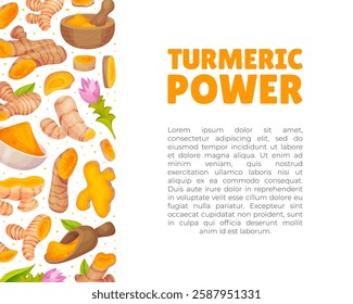 Turmeric Root Nature Spice and Plant Banner Design Vector Template