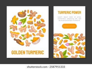 Turmeric Root Nature Spice and Plant Banner Design Vector Template