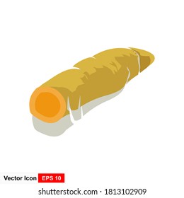 Turmérica con una sombra sobre un fondo blanco. Ilustración del vector