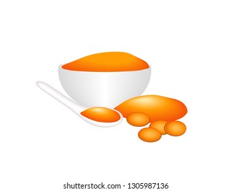 Turmeric spice on a white background
