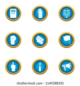 Turmoil icons set. Flat set of 9 turmoil vector icons for web isolated on white background