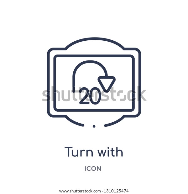 turn with advisory speed icon from traffic\
signs outline collection. Thin line turn with advisory speed icon\
isolated on white\
background.