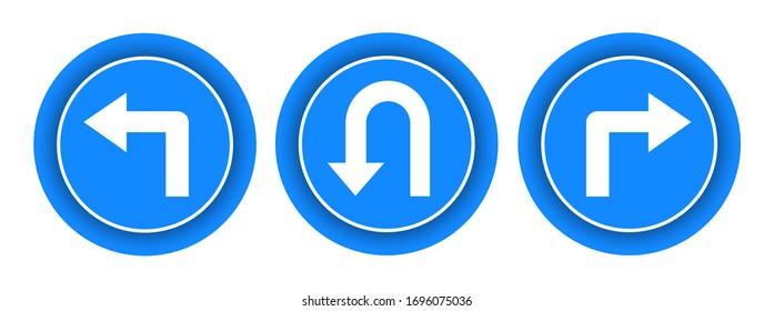 Turn ahead sign. Vector icon