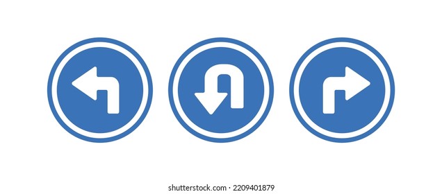 Turn ahead sign. Vector icon