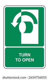 Turn Anticlockwise to Open Instruction Sign with Explanation – Left Rotation Direction Symbol for Safe Operation, Mechanical Access Control Graphic Plate
