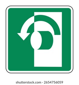 Turn Anticlockwise to Open Instruction Sign – Left Rotation Direction Symbol for Safe Operation, Mechanical Access Control Graphic Plate, Isolated on Transparent Background
