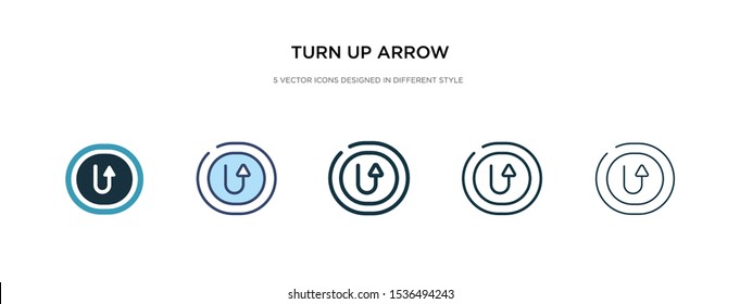 Turn Up Arrow Icon In Different Style Vector Illustration. Two Colored And Black Turn Up Arrow Vector Icons Designed In Filled, Outline, Line And Stroke Style Can Be Used For Web, Mobile, Ui