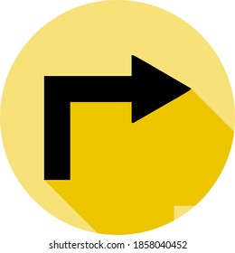 icono de flecha de giro en estilo de sombra larga