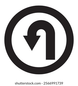 Turn arrow icons. U-turn, no u-turn. Road sign arrows vector set. Road navigation arrows. Way direction arrow sign
