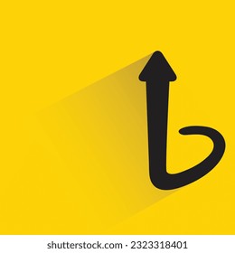 turn up arrow with shadow on yellow background
