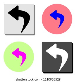 turn arrow. simple flat vector icon illustration on four different color backgrounds