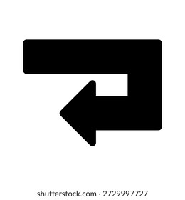 Turn Back Arrow Sign Icon Design in Black on a White Background