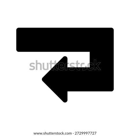 Turn Back Arrow Sign Icon Design in Black on a White Background