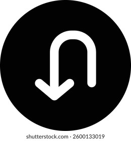 Turn Back Icon in Solid Style
