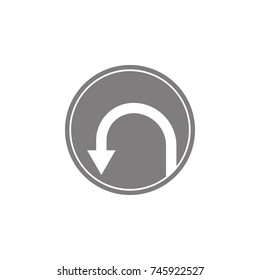 Turn back road sign icon Simple web black icon, can be used as web element icon on white background