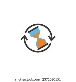 turn back time arrow  sand watch symbol vector 