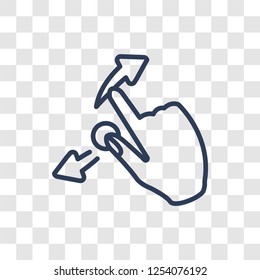 Turn to both directions gesture icon. Trendy linear Turn to both directions gesture logo concept on transparent background from Hands collection