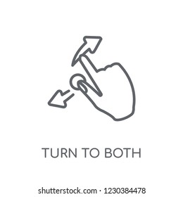Turn to both directions gesture linear icon. Modern outline Turn to both directions gesture logo concept on white background from Hands collection.