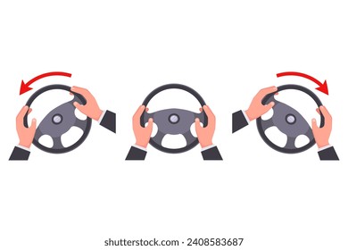 turn the car steering wheel. flat vector illustration.