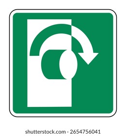 Turn Clockwise to Open Instruction Sign – Right Rotation Direction Symbol for Safe Equipment Access, Mechanical Control Panel Graphic, Isolated on Transparent Background