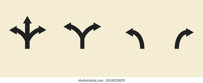 turn and deviation icon symbols in vector