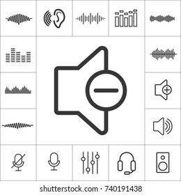 Turn Down The Sound. Equalizer Icon. Line Music Sound Wave Symbol