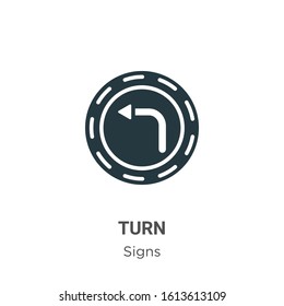 Turn glyph icon vector on white background. Flat vector turn icon symbol sign from modern signs collection for mobile concept and web apps design.