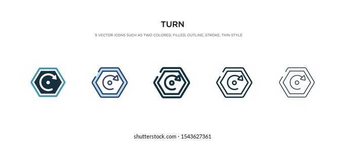 turn icon in different style vector illustration. two colored and black turn vector icons designed in filled, outline, line and stroke style can be used for web, mobile, ui