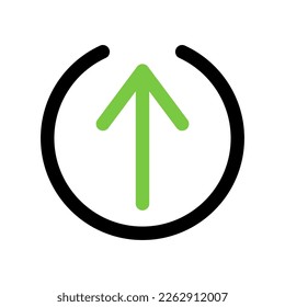 Subir línea de icono aislada en fondo blanco. Icono delgado plano negro sobre el estilo de contorno moderno. Símbolo lineal y trazo editable. Ilustración vectorial de trazo simple y píxel perfecto