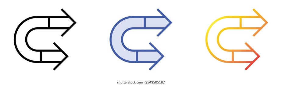 turn icon. Linear, Blue Fill and Gradient Style Design Isolated On White Background
