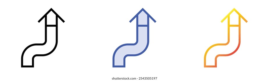Icono de giro. Lineal, relleno azul y diseño de estilo degradado aislado sobre fondo blanco