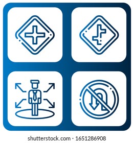 turn icon set. Collection of Intersection, Crossroads, Decision, No turn icons