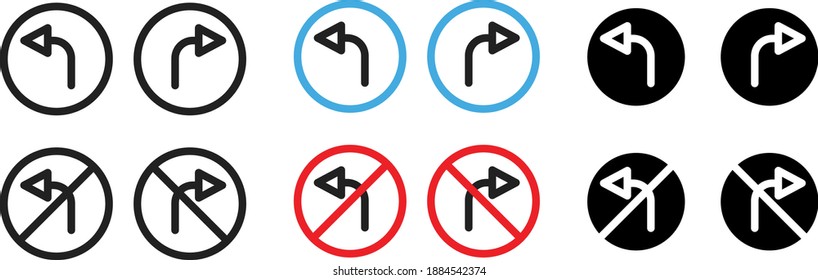 Símbolo de icono de giro, ilustración de línea vectorial