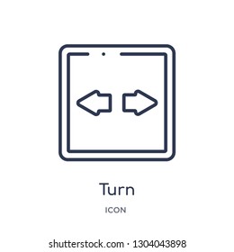 turn icon from user interface outline collection. Thin line turn icon isolated on white background.