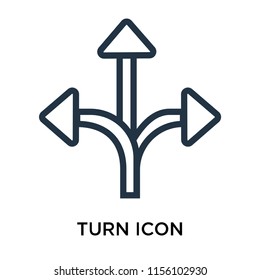 Turn icon vector isolated on white background. thin symbols or lined elements in outline style