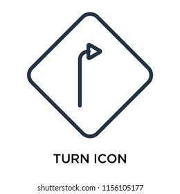 Turn icon vector isolated on white background. thin symbols or lined elements in outline style