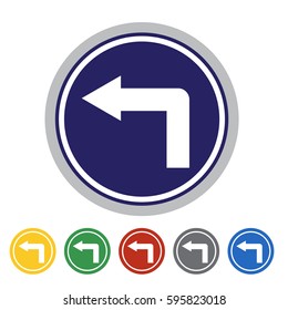 Turn left ahead icon set.Vector illustration
