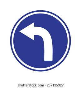 Turn Left Ahead Sign