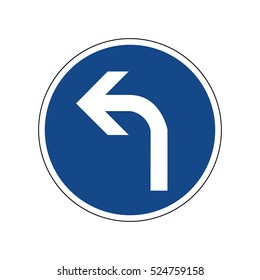 Turn Left Ahead Sign