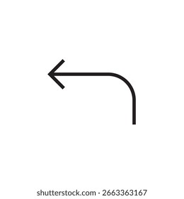 ícone de seta para a esquerda contorno editável traçado linha desenho eps