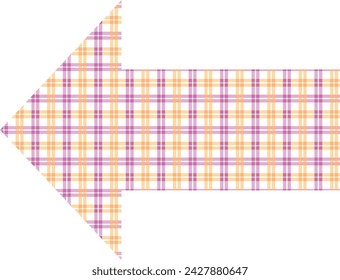 turn left arrow icon shape with small tgingham inside different shades and colors. turn left arrow vector illustration.