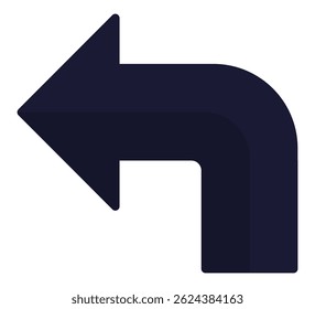 Turn left arrow road traffic sign isolated on white background.