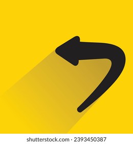 girar flecha izquierda con sombra sobre fondo amarillo