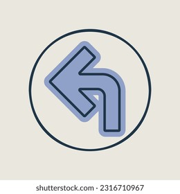 Turn left arrow vector icon. Navigation sign. Graph symbol for travel and tourism web site and apps design, logo, app, UI
