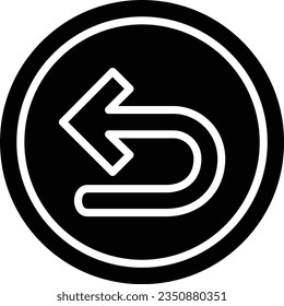 Turn Left Arrow Vector Icon Glyph Style