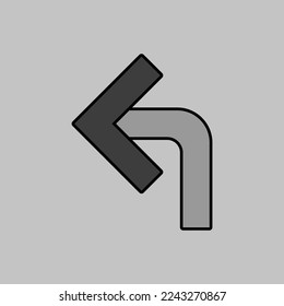 Turn left arrow vector isolated grayscale icon. Navigation sign. Graph symbol for travel and tourism web site and apps design, logo, app, UI