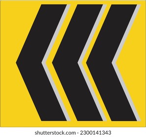 turn left caution sign with yellow and black background