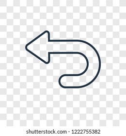 Turn left concept vector linear icon isolated on transparent background
